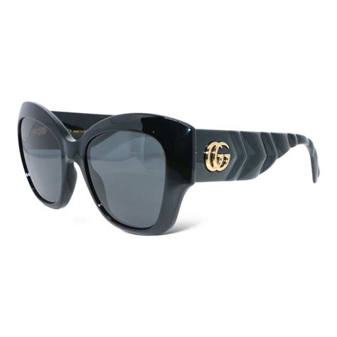 Óculos de sol femininos Gucci GG quadrado grandes, preto/cinza .